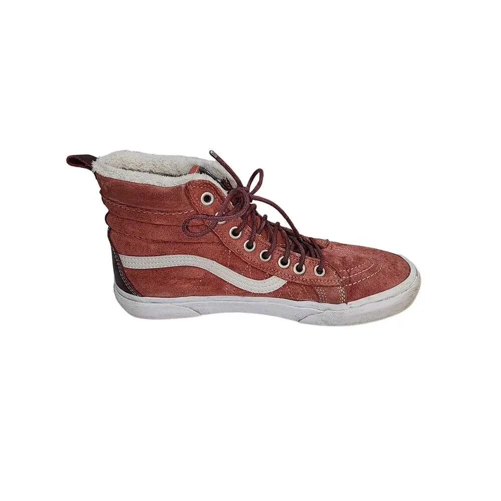 Vans Off the Wall red high tops Faux Fur lined men's 7.5 women's 9